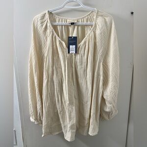 Universal Thread Cream Gauze Peasant Blouse